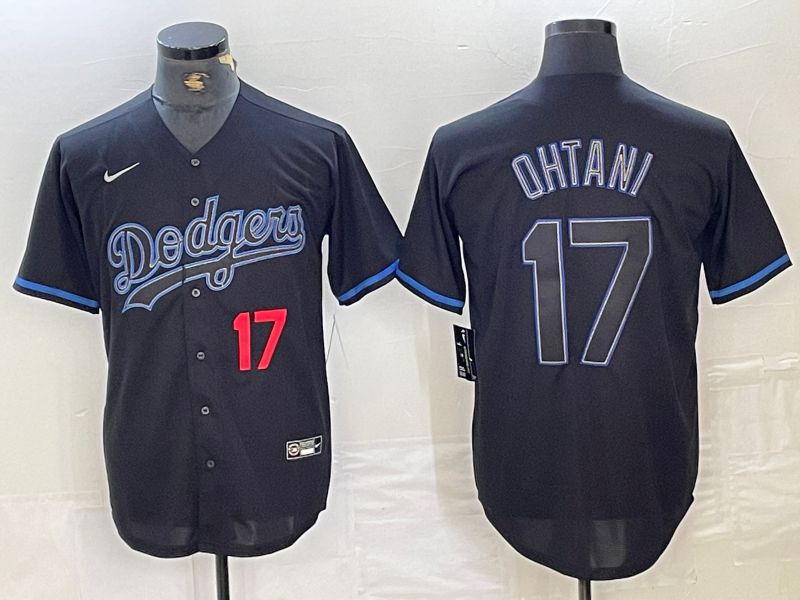 Men Los Angeles Dodgers 17 Ohtani Black Fashion Nike Game MLB Jersey style 11